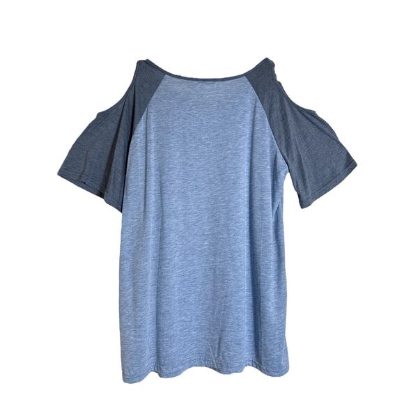 SIMPLE By Suzanne Betro Women's Color Block Cold Shoulder Top Size XL Blue NWT - Picture 5 of 7